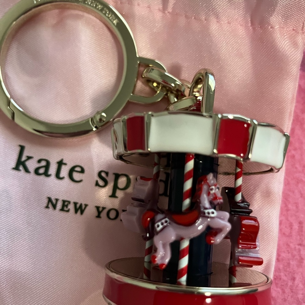 Kate Spade last day! 🔥 red purple & white Carousel bag charm NWOT plus pouch
